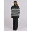 imageANRABESS Womens 2 Piece Outfits Sweater Sets Loose Turtlenck Knit Pullover Top Wide Leg Pants 2024 Fall Lounge SweatsuitsBlack White Stripe