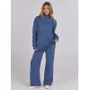 imageANRABESS Womens 2 Piece Outfits Sweater Sets Loose Turtlenck Knit Pullover Top Wide Leg Pants 2024 Fall Lounge SweatsuitsBlue
