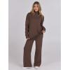 imageANRABESS Womens 2 Piece Outfits Sweater Sets Loose Turtlenck Knit Pullover Top Wide Leg Pants 2024 Fall Lounge SweatsuitsCoffee