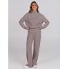 imageANRABESS Womens 2 Piece Outfits Sweater Sets Loose Turtlenck Knit Pullover Top Wide Leg Pants 2024 Fall Lounge SweatsuitsKhaki