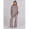 imageANRABESS Womens 2 Piece Outfits Sweater Sets Loose Turtlenck Knit Pullover Top Wide Leg Pants 2024 Fall Lounge SweatsuitsKhaki