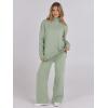 imageANRABESS Womens 2 Piece Outfits Sweater Sets Loose Turtlenck Knit Pullover Top Wide Leg Pants 2024 Fall Lounge SweatsuitsLight Green