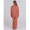 imageANRABESS Womens 2 Piece Outfits Sweater Sets Loose Turtlenck Knit Pullover Top Wide Leg Pants 2024 Fall Lounge SweatsuitsRust