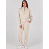 imageANRABESS Womens 2 Piece Outfits Sweatsuit Half Zip Sweatshirt Jogger Sweatpant Trendy 2025 Fall Lounge Set Tracksuit ClothesBeige