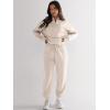 imageANRABESS Womens 2 Piece Outfits Sweatsuit Half Zip Sweatshirt Jogger Sweatpant Trendy 2025 Fall Lounge Set Tracksuit ClothesBeige