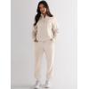 imageANRABESS Womens 2 Piece Outfits Sweatsuit Half Zip Sweatshirt Jogger Sweatpant Trendy 2025 Fall Lounge Set Tracksuit ClothesBeige