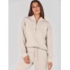 imageANRABESS Womens 2 Piece Outfits Sweatsuit Half Zip Sweatshirt Jogger Sweatpant Trendy 2025 Fall Lounge Set Tracksuit ClothesBeige