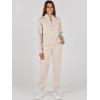 imageANRABESS Womens 2 Piece Outfits Sweatsuit Half Zip Sweatshirt Jogger Sweatpant Trendy 2025 Fall Lounge Set Tracksuit ClothesBeige