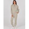 imageANRABESS Womens 2 Piece Outfits Sweatsuit Half Zip Sweatshirt Jogger Sweatpant Trendy 2025 Fall Lounge Set Tracksuit ClothesLight Khaki