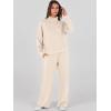 imageANRABESS Womens 2 Piece Outfits Sweatsuit Set 2024 Fall Drawstring Sweatshirt Wide Leg Sweatpant Lounge Set TracksuitApricot