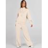 imageANRABESS Womens 2 Piece Outfits Sweatsuit Set 2024 Fall Drawstring Sweatshirt Wide Leg Sweatpant Lounge Set TracksuitApricot
