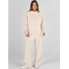 imageANRABESS Womens 2 Piece Outfits Sweatsuit Set 2024 Fall Drawstring Sweatshirt Wide Leg Sweatpant Lounge Set TracksuitApricot