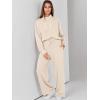imageANRABESS Womens 2 Piece Outfits Sweatsuit Set 2024 Fall Drawstring Sweatshirt Wide Leg Sweatpant Lounge Set TracksuitApricot