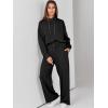 imageANRABESS Womens 2 Piece Outfits Sweatsuit Set 2024 Fall Drawstring Sweatshirt Wide Leg Sweatpant Lounge Set TracksuitBlack