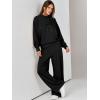imageANRABESS Womens 2 Piece Outfits Sweatsuit Set 2024 Fall Drawstring Sweatshirt Wide Leg Sweatpant Lounge Set TracksuitBlack