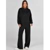 imageANRABESS Womens 2 Piece Outfits Sweatsuit Set 2024 Fall Drawstring Sweatshirt Wide Leg Sweatpant Lounge Set TracksuitBlack