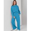 imageANRABESS Womens 2 Piece Outfits Sweatsuit Set 2024 Fall Drawstring Sweatshirt Wide Leg Sweatpant Lounge Set TracksuitBlue