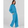 imageANRABESS Womens 2 Piece Outfits Sweatsuit Set 2024 Fall Drawstring Sweatshirt Wide Leg Sweatpant Lounge Set TracksuitBlue