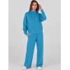 imageANRABESS Womens 2 Piece Outfits Sweatsuit Set 2024 Fall Drawstring Sweatshirt Wide Leg Sweatpant Lounge Set TracksuitBlue