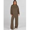 imageANRABESS Womens 2 Piece Outfits Sweatsuit Set 2024 Fall Drawstring Sweatshirt Wide Leg Sweatpant Lounge Set TracksuitBrown