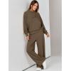imageANRABESS Womens 2 Piece Outfits Sweatsuit Set 2024 Fall Drawstring Sweatshirt Wide Leg Sweatpant Lounge Set TracksuitBrown