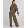 imageANRABESS Womens 2 Piece Outfits Sweatsuit Set 2024 Fall Drawstring Sweatshirt Wide Leg Sweatpant Lounge Set TracksuitBrown