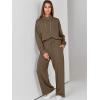 imageANRABESS Womens 2 Piece Outfits Sweatsuit Set 2024 Fall Drawstring Sweatshirt Wide Leg Sweatpant Lounge Set TracksuitBrown