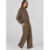 imageANRABESS Womens 2 Piece Outfits Sweatsuit Set 2024 Fall Drawstring Sweatshirt Wide Leg Sweatpant Lounge Set TracksuitBrown