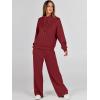 imageANRABESS Womens 2 Piece Outfits Sweatsuit Set 2024 Fall Drawstring Sweatshirt Wide Leg Sweatpant Lounge Set TracksuitBurgundy