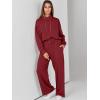 imageANRABESS Womens 2 Piece Outfits Sweatsuit Set 2024 Fall Drawstring Sweatshirt Wide Leg Sweatpant Lounge Set TracksuitBurgundy