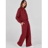 imageANRABESS Womens 2 Piece Outfits Sweatsuit Set 2024 Fall Drawstring Sweatshirt Wide Leg Sweatpant Lounge Set TracksuitBurgundy