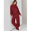 imageANRABESS Womens 2 Piece Outfits Sweatsuit Set 2024 Fall Drawstring Sweatshirt Wide Leg Sweatpant Lounge Set TracksuitBurgundy