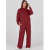 imageANRABESS Womens 2 Piece Outfits Sweatsuit Set 2024 Fall Drawstring Sweatshirt Wide Leg Sweatpant Lounge Set TracksuitBurgundy