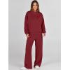 imageANRABESS Womens 2 Piece Outfits Sweatsuit Set 2024 Fall Drawstring Sweatshirt Wide Leg Sweatpant Lounge Set TracksuitBurgundy