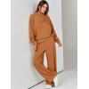 imageANRABESS Womens 2 Piece Outfits Sweatsuit Set 2024 Fall Drawstring Sweatshirt Wide Leg Sweatpant Lounge Set TracksuitCaramel