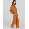 imageANRABESS Womens 2 Piece Outfits Sweatsuit Set 2024 Fall Drawstring Sweatshirt Wide Leg Sweatpant Lounge Set TracksuitCaramel
