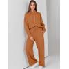 imageANRABESS Womens 2 Piece Outfits Sweatsuit Set 2024 Fall Drawstring Sweatshirt Wide Leg Sweatpant Lounge Set TracksuitCaramel