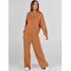 imageANRABESS Womens 2 Piece Outfits Sweatsuit Set 2024 Fall Drawstring Sweatshirt Wide Leg Sweatpant Lounge Set TracksuitCaramel