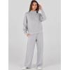 imageANRABESS Womens 2 Piece Outfits Sweatsuit Set 2024 Fall Drawstring Sweatshirt Wide Leg Sweatpant Lounge Set TracksuitGrey