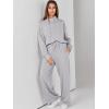 imageANRABESS Womens 2 Piece Outfits Sweatsuit Set 2024 Fall Drawstring Sweatshirt Wide Leg Sweatpant Lounge Set TracksuitGrey