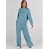 imageANRABESS Womens 2 Piece Outfits Sweatsuit Set 2024 Fall Drawstring Sweatshirt Wide Leg Sweatpant Lounge Set TracksuitGrey Green