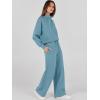 imageANRABESS Womens 2 Piece Outfits Sweatsuit Set 2024 Fall Drawstring Sweatshirt Wide Leg Sweatpant Lounge Set TracksuitGrey Green