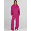 imageANRABESS Womens 2 Piece Outfits Sweatsuit Set 2024 Fall Drawstring Sweatshirt Wide Leg Sweatpant Lounge Set TracksuitHot Pink