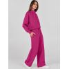 imageANRABESS Womens 2 Piece Outfits Sweatsuit Set 2024 Fall Drawstring Sweatshirt Wide Leg Sweatpant Lounge Set TracksuitHot Pink