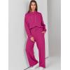 imageANRABESS Womens 2 Piece Outfits Sweatsuit Set 2024 Fall Drawstring Sweatshirt Wide Leg Sweatpant Lounge Set TracksuitHot Pink