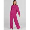 imageANRABESS Womens 2 Piece Outfits Sweatsuit Set 2024 Fall Drawstring Sweatshirt Wide Leg Sweatpant Lounge Set TracksuitHot Pink