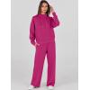 imageANRABESS Womens 2 Piece Outfits Sweatsuit Set 2024 Fall Drawstring Sweatshirt Wide Leg Sweatpant Lounge Set TracksuitHot Pink