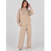 imageANRABESS Womens 2 Piece Outfits Sweatsuit Set 2024 Fall Drawstring Sweatshirt Wide Leg Sweatpant Lounge Set TracksuitKhaki