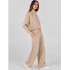 imageANRABESS Womens 2 Piece Outfits Sweatsuit Set 2024 Fall Drawstring Sweatshirt Wide Leg Sweatpant Lounge Set TracksuitKhaki