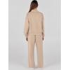 imageANRABESS Womens 2 Piece Outfits Sweatsuit Set 2024 Fall Drawstring Sweatshirt Wide Leg Sweatpant Lounge Set TracksuitKhaki